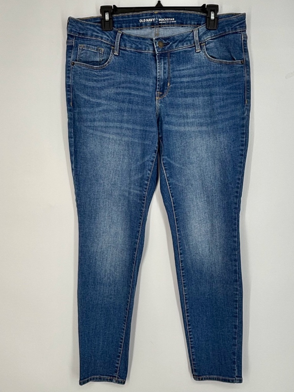 Old Navy Womens Size 16 Rockstar Jeans Medium Blue Low Rise Skinny Leg 5 Pocket